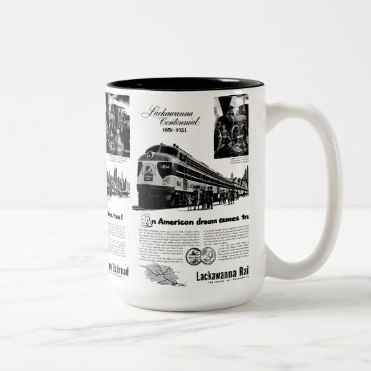 Lackawant Railroad Centennial 1951 Tweekleurige Koffiemok (Rechts)