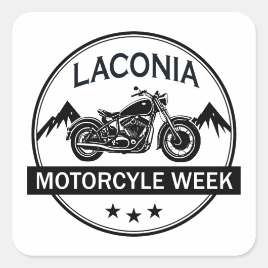 Laconia Motorcycle Week Motorbike Vierkante Sticker (Voorkant)