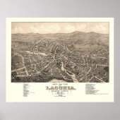 Laconia, NH Panoramic Map - 1883 Poster (Voorkant)