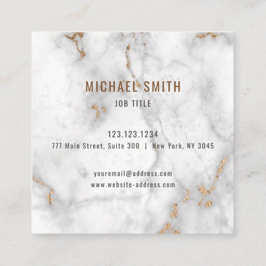Laconic Marble Company Name Modern Vierkante Visitekaartje (Achterkant)