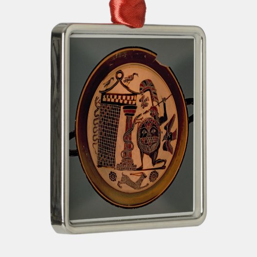 Laconische zwarte-figuurbeker die een krijgsaanval metalen ornament (Rechts)