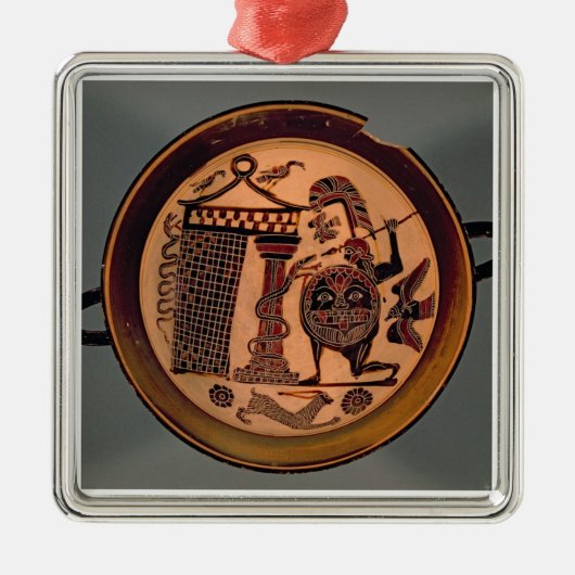 Laconische zwarte-figuurbeker die een krijgsaanval metalen ornament (Voorkant)