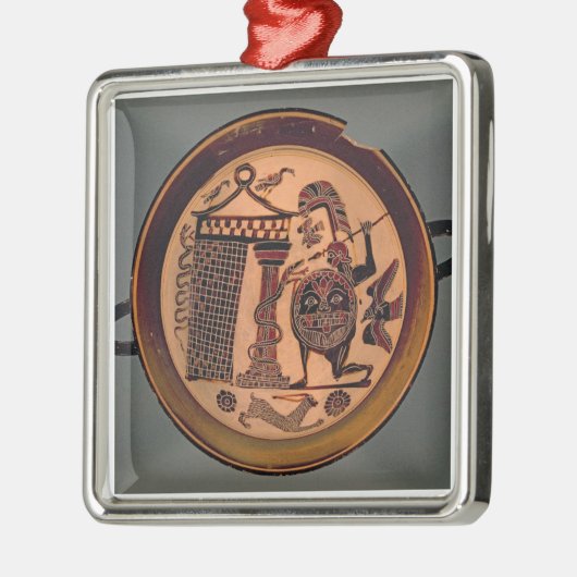 Laconische zwarte-figuurbeker die een krijgsaanval metalen ornament (Links)