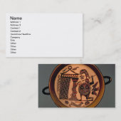 Laconische zwarte-figuurbeker die een krijgsaanval visitekaartje (Voorkant / Achterkant)