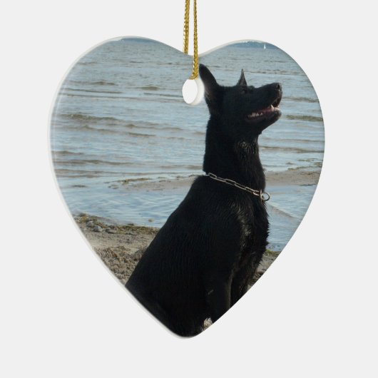 Lacquer Black German Shepherd Keramisch Ornament (Rechts)