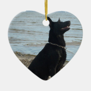 Lacquer Black German Shepherd Keramisch Ornament