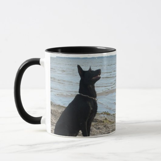Lacquer Black German Shepherd Mok (Links)