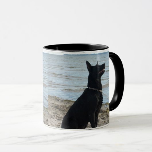 Lacquer Black German Shepherd Mok (Voorkant rechts)