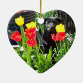 Lacquer Black German Shepherd Pup Keramisch Ornament (Achterkant)