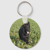 Lacquer Black German Shepherd Sleutelhanger (Voorkant)