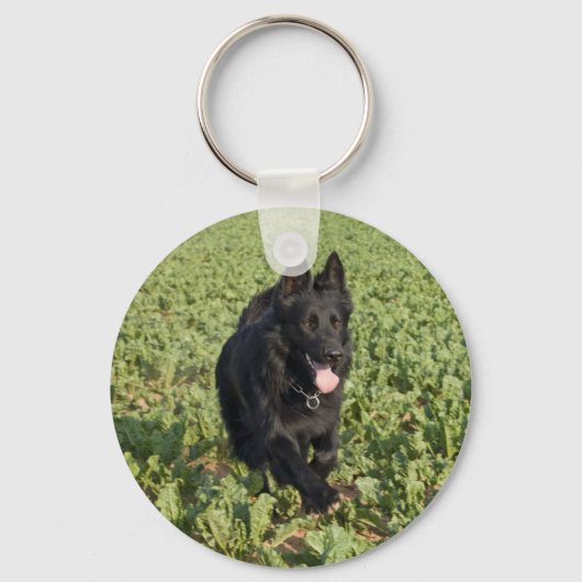 Lacquer Black German Shepherd Sleutelhanger (Voorkant)