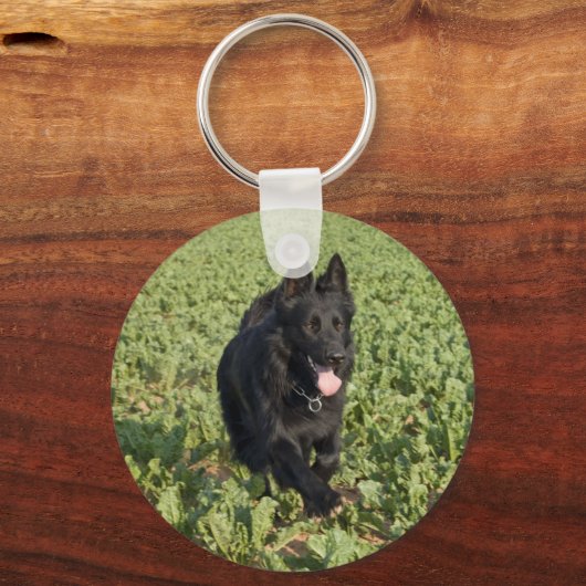 Lacquer Black German Shepherd Sleutelhanger (Voorkant)