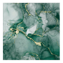 Lacquer Green, Gold Abstracte acrylkunst