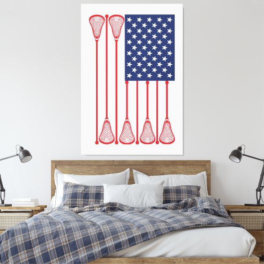 Lacrosse American Flag Art Canvas Afdruk (Insitu (Slaapkamer))