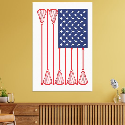 Lacrosse American Flag Art Canvas Afdruk (Insitu (Woonkamer))