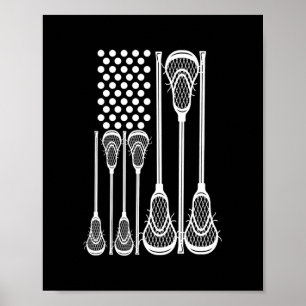 Lacrosse American Flag Cross Lacrosse Sticks manne Poster
