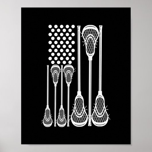 Lacrosse American Flag Cross Lacrosse Sticks manne Poster (Voorkant)