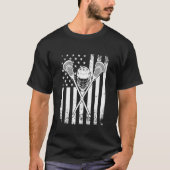 Lacrosse American Flag Cross Lacrosse Sticks Manne T-shirt (Voorkant)