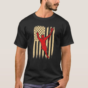 Lacrosse American Flag Cross Lacrosse Sticks Manne T-shirt