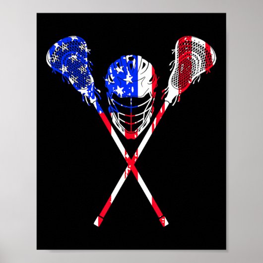 Lacrosse American Flag Gift Design Lax Player Stic Poster (Voorkant)