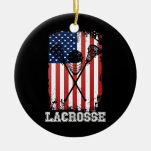 Lacrosse American Flag Lax Helmet Sticks 4de van Keramisch Ornament