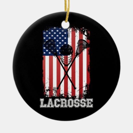 Lacrosse American Flag Lax Helmet Sticks 4de van Keramisch Ornament (Voorkant)