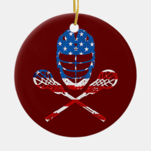 Lacrosse American Flag Lax Helmet Sticks 4e van Keramisch Ornament
