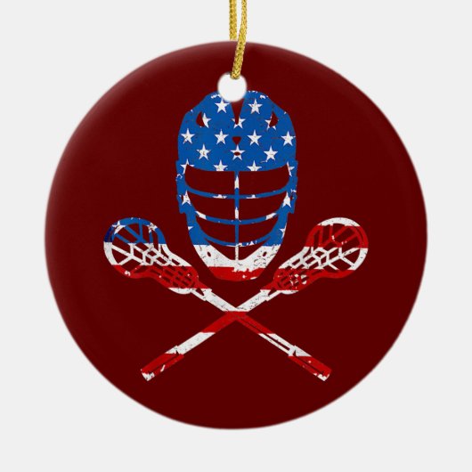 Lacrosse American Flag Lax Helmet Sticks 4e van Keramisch Ornament (Voorkant)