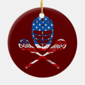 Lacrosse American Flag Lax Helmet Sticks 4e van Keramisch Ornament (Achterkant)
