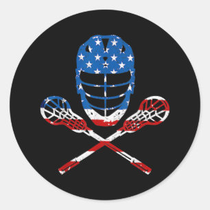 Lacrosse American Flag Lax Helmet Sticks 4e van Ronde Sticker