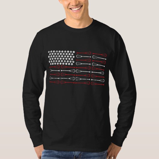 Lacrosse American Flag Lax mam design T-shirt (Voorkant)