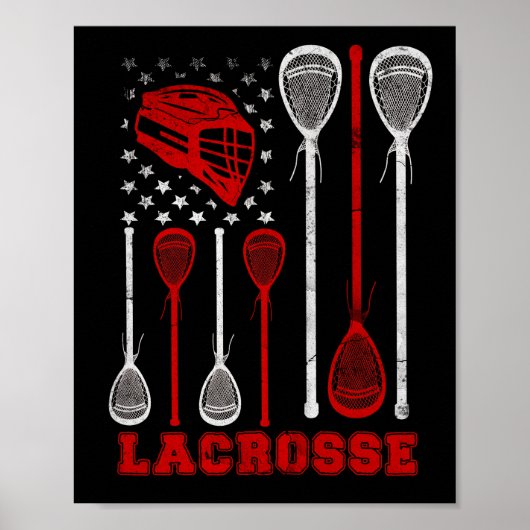 Lacrosse American Flag Lax Sport Poster (Voorkant)