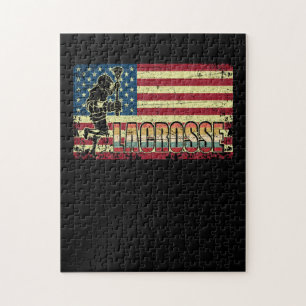 Lacrosse American Flag USA Flag  Retro Legpuzzel