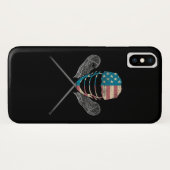 Lacrosse American vlag Lax Helmet en Stick Case-Mate iPhone Case (Achterkant (horizontaal))