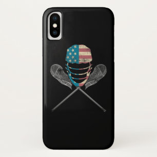 Lacrosse American vlag Lax Helmet en Stick Case-Mate iPhone Case