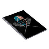 Lacrosse American vlag Lax Helmet en Stick Notitieboek (Rechterzijde)