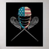 Lacrosse American vlag Lax Helmet en Stick Poster (Voorkant)