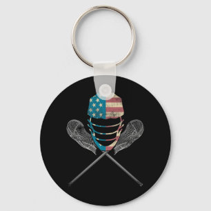 Lacrosse American vlag Lax Helmet en Stick Sleutelhanger