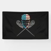 Lacrosse American vlag Lax Helmet en Stick Spandoek (Horizontaal)