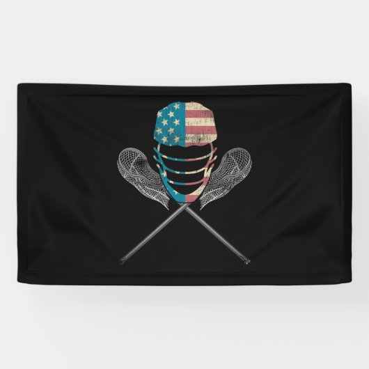 Lacrosse American vlag Lax Helmet en Stick Spandoek (Horizontaal)