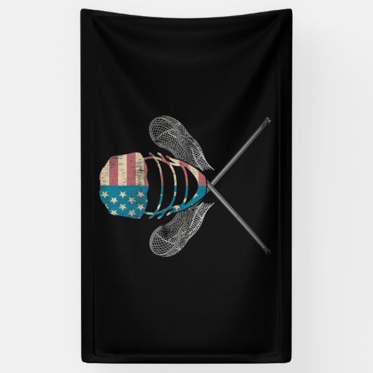 Lacrosse American vlag Lax Helmet en Stick Spandoek (Verticaal)