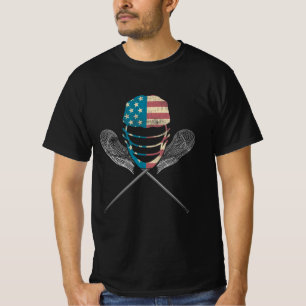 Lacrosse American vlag Lax Helmet en Stick T-shirt
