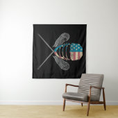 Lacrosse American vlag Lax Helmet en Stick Wandkleed (In Situ (horizontaal))