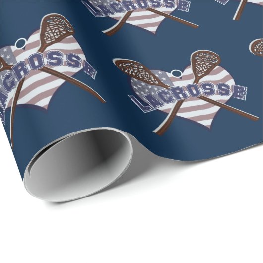 Lacrosse Americas Original Sport Heart Flag Cadeaupapier (Rol Hoek)