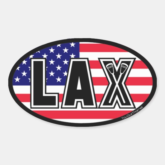 Lacrosse Amerika Lax Vlag Ovale Sticker (Voorkant)
