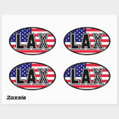 Lacrosse Amerika Lax Vlag Ovale Sticker (Vel)