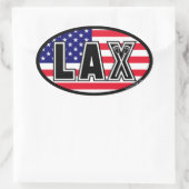 Lacrosse Amerika Lax Vlag Ovale Sticker (Tas)
