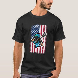 Lacrosse - amerikaanse vlag Helmet en teken T-shirt