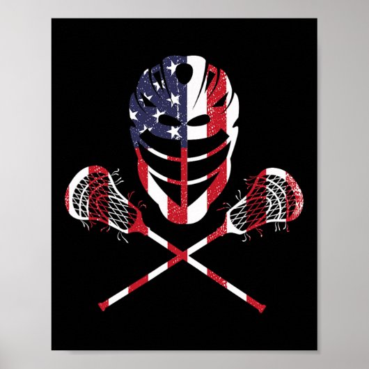 Lacrosse Amerikaanse Vlag Lax Helm Sticks 4 juli Poster (Voorkant)