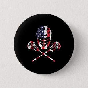 Lacrosse Amerikaanse Vlag Lax Helm Sticks 4 juli Ronde Button 5,7 Cm